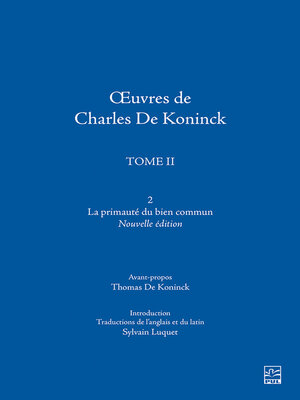 cover image of La primauté du bien commun